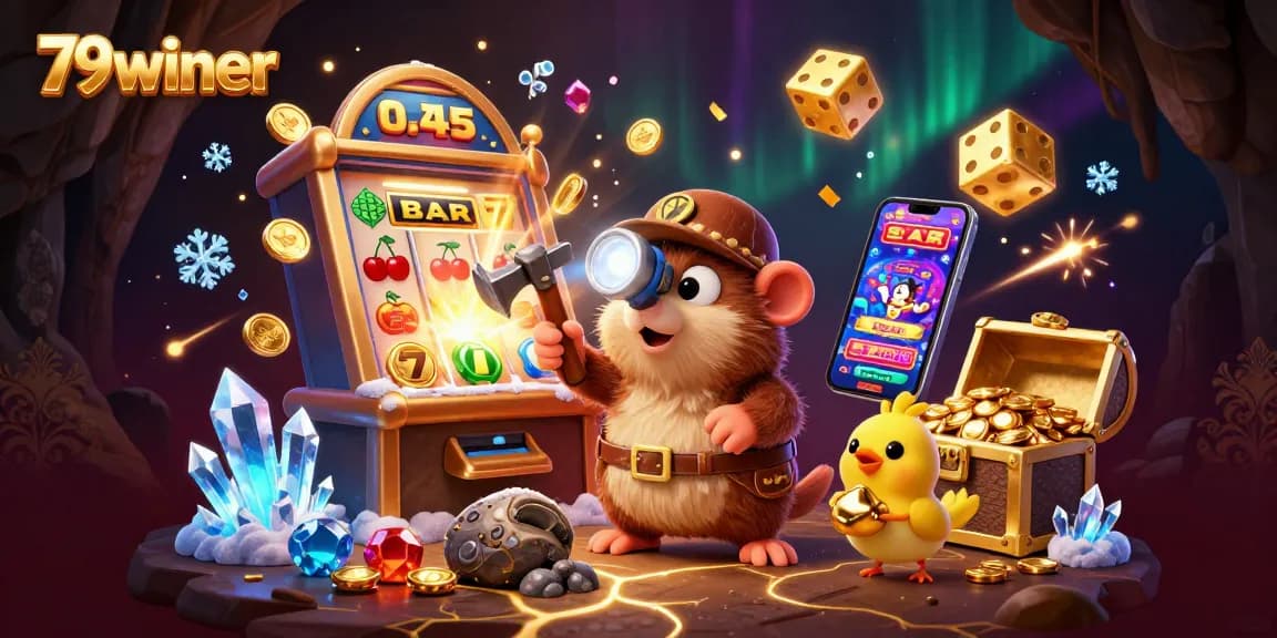 Experience the excitement of 79winer with a treasure hunter mole and jackpot slots bursting with coins.