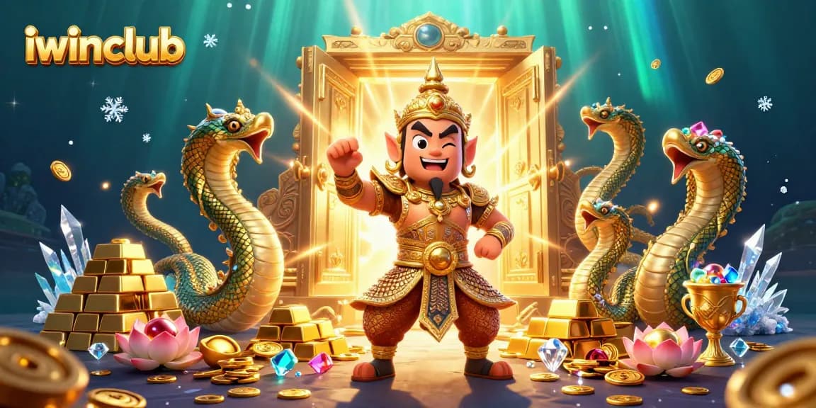 Experience epic gaming adventures at iwinclub with 3D Thai guardian and treasures.