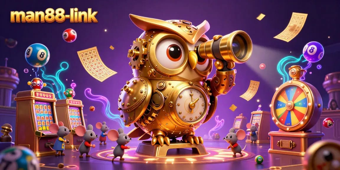 Engage with the vibrant casino experience at man88-link, featuring a whimsical scene filled with animated elements.