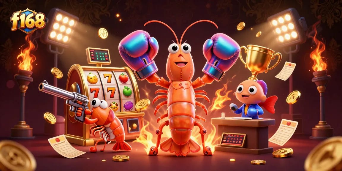 Experience exciting slots at f168 with vibrant characters and engaging gambling elements.