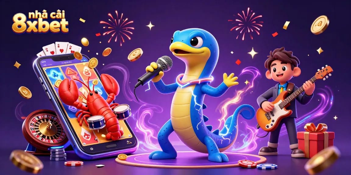 Experience thrilling games at nhà cái 8xbet with 3D characters enjoying vibrant casino activities in an underwater setting.