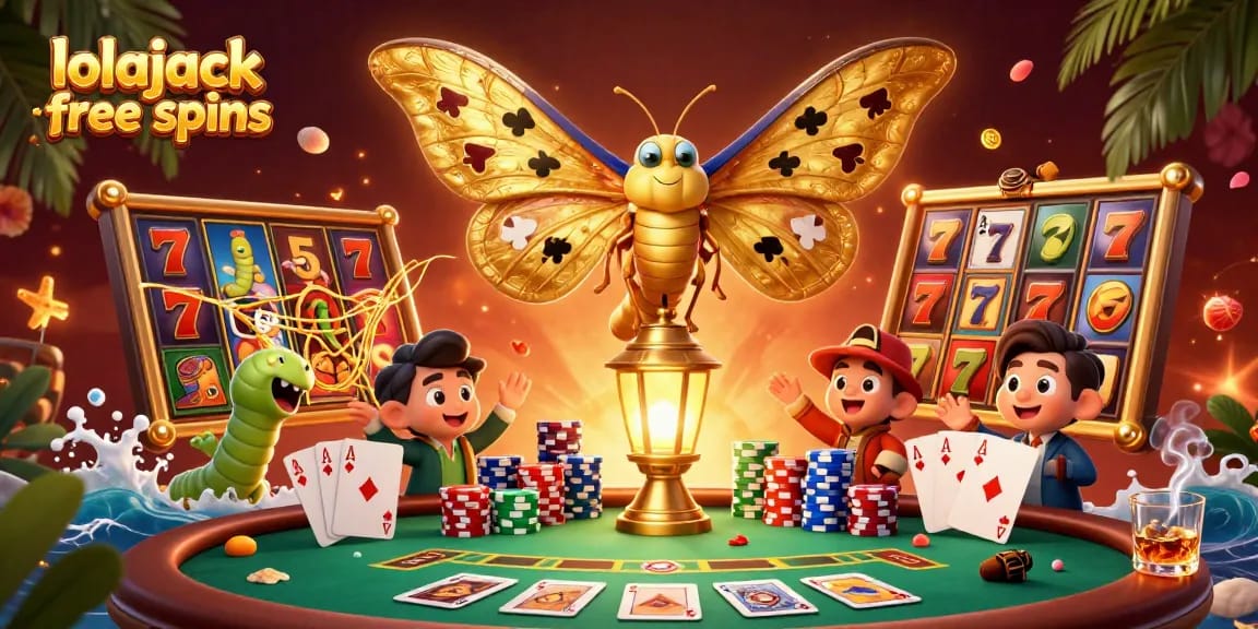 Experience exciting gameplay at lolajack casino free spins, featuring vibrant slot reels and engaging casino scenes.