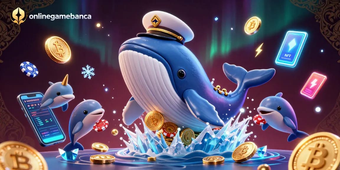 Experience winnings at onlinegamebanca with a vibrant 3D casino scene featuring playful marine characters