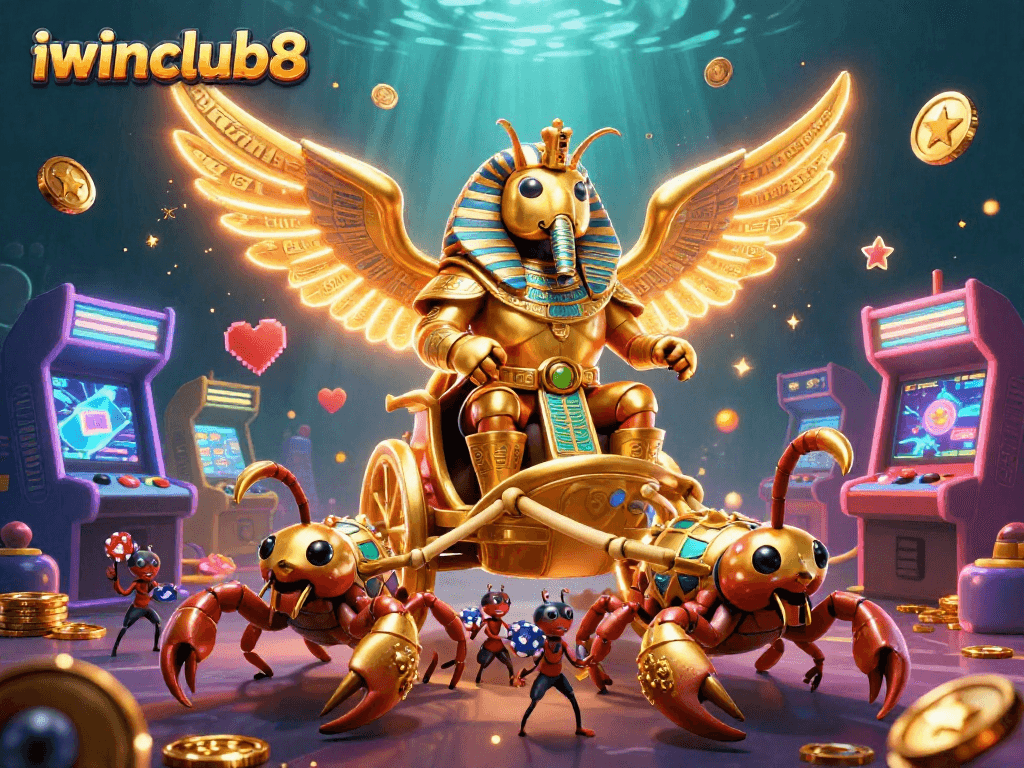 Engage with iwinclub8's thrilling 3D casino adventure featuring whimsical characters and arcade games.