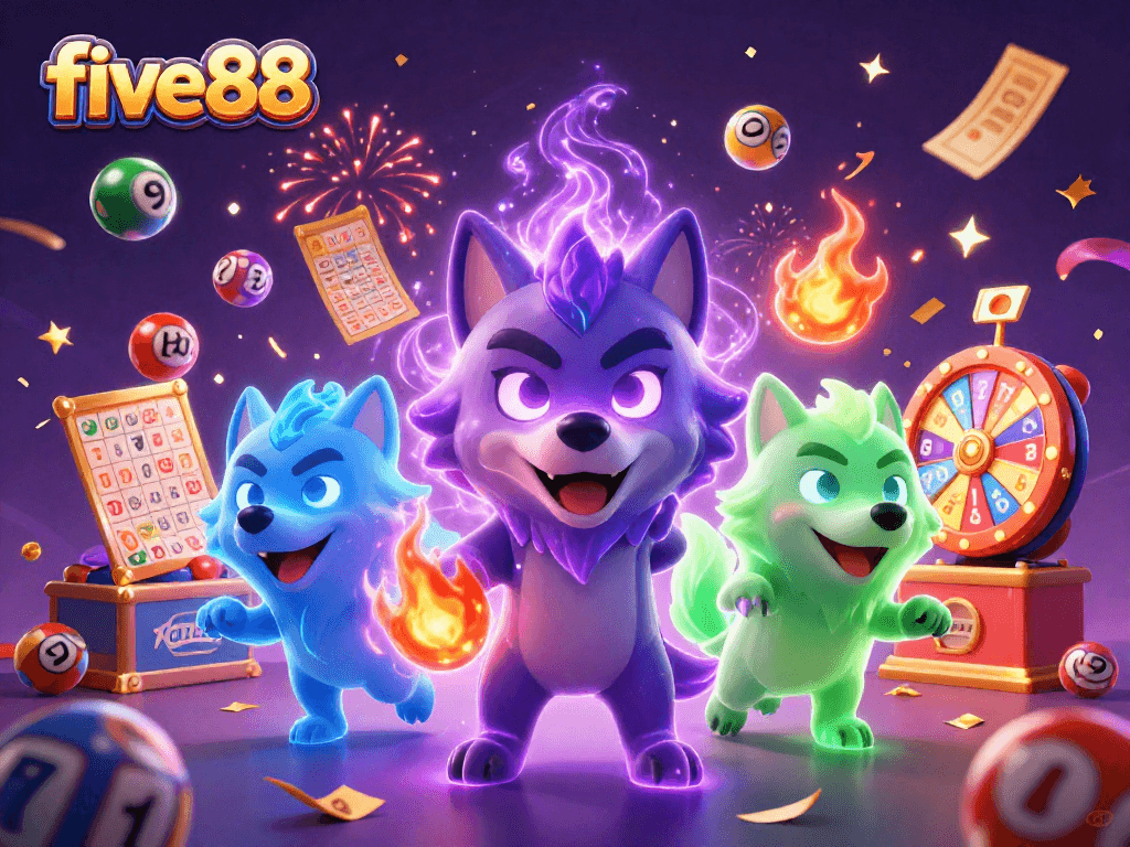Engage with five88's thrilling lottery excitement featuring dynamic colors and ghostly wolves!