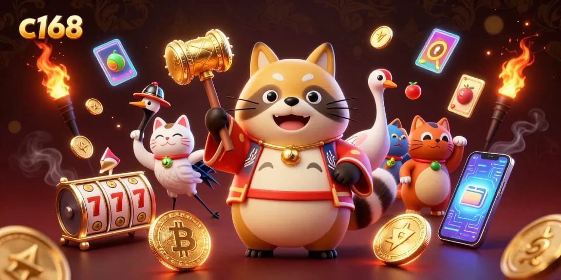 Experience fun and excitement at c168 with lucky tanuki and vibrant game elements.