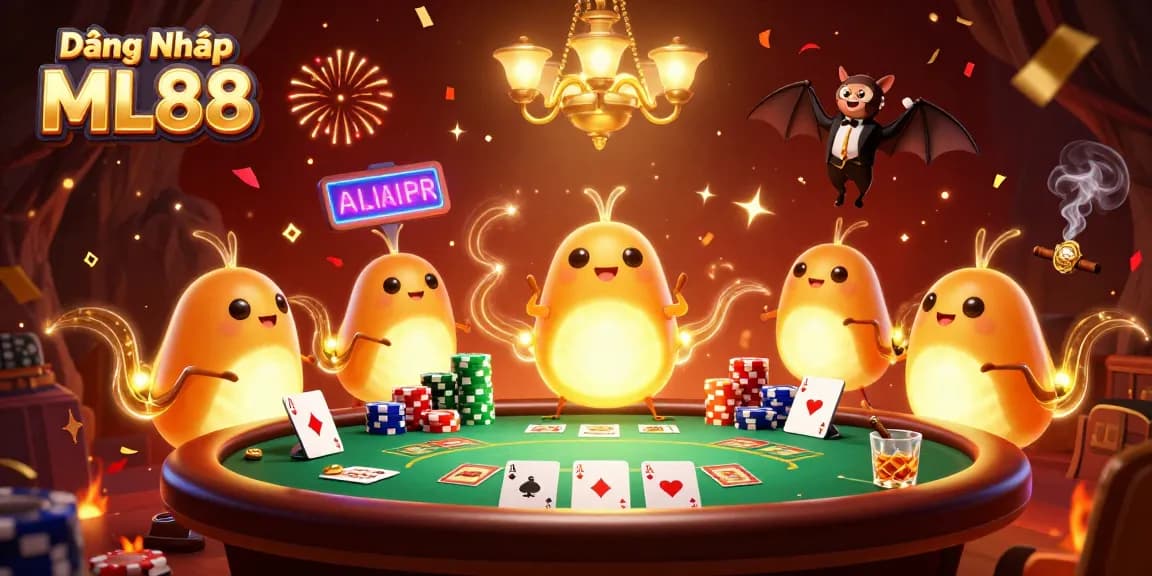 Play at Đăng Nhập ML88 with luminous glowworms lighting up an excited cave casino scene.