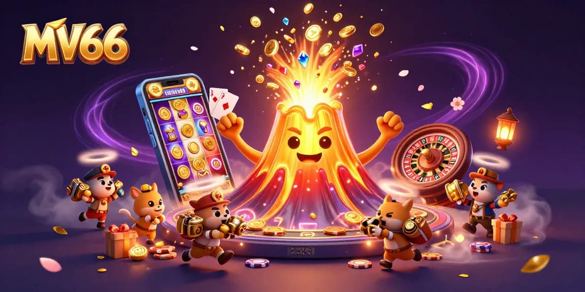Experience thrilling MV66 adventures with a golden volcano erupting coins and treasure.
