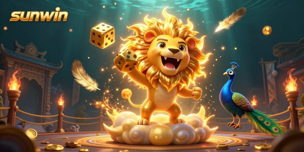 Experience sunwin thrills with a vibrant display of casino symbols and characters in a dynamic betting scene.