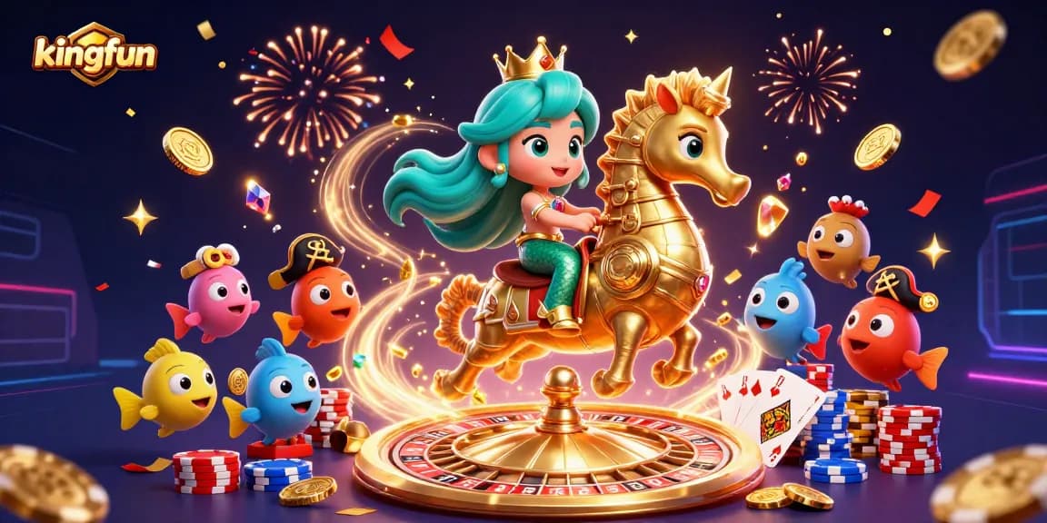 Experience kingfun's thrilling mermaid-themed casino adventure with vibrant casino elements and jackpot excitement.