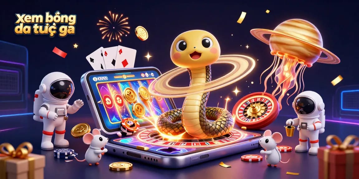 Experience xem bóng đá trực tiếp with cosmic creatures and vibrant casino elements for thrilling bets.