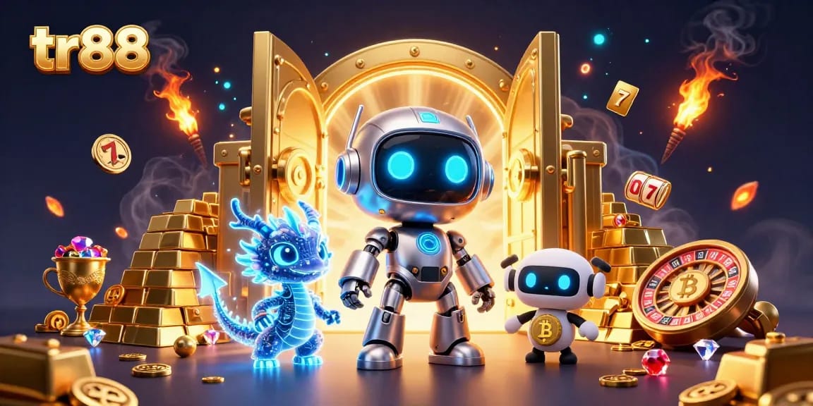 Experience the excitement of tr88 with a thrilling online casino scene featuring dynamic characters and vibrant game elements.