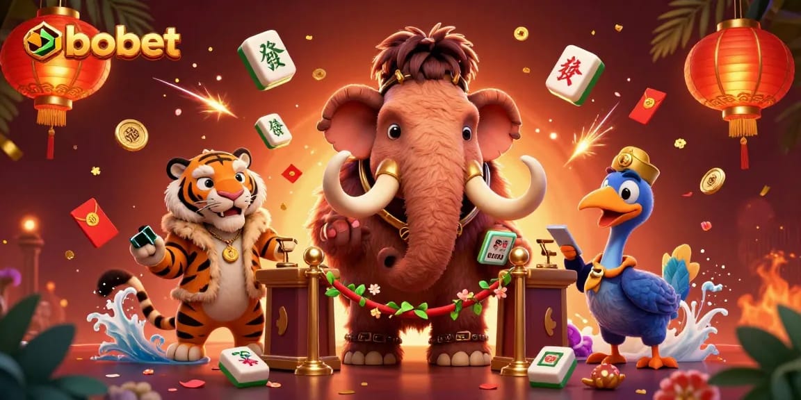 Sbobet bouncer checks IDs at a vibrant casino entrance with festive decorations and gaming elements.