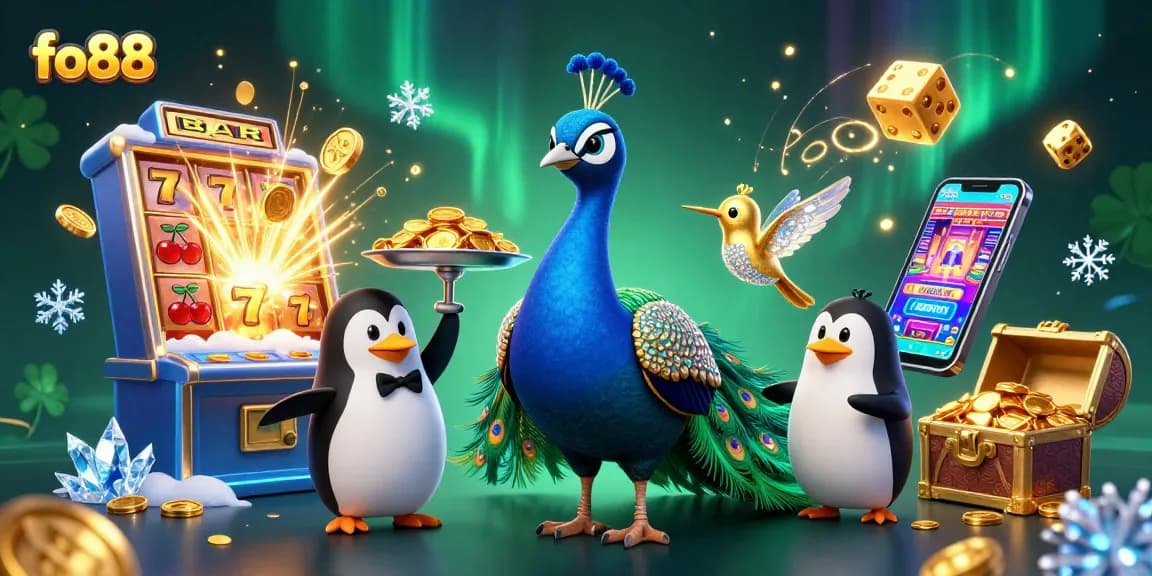 Experience jackpot excitement at fo88 with a vibrant casino scene bursting with winning potential and colorful characters.