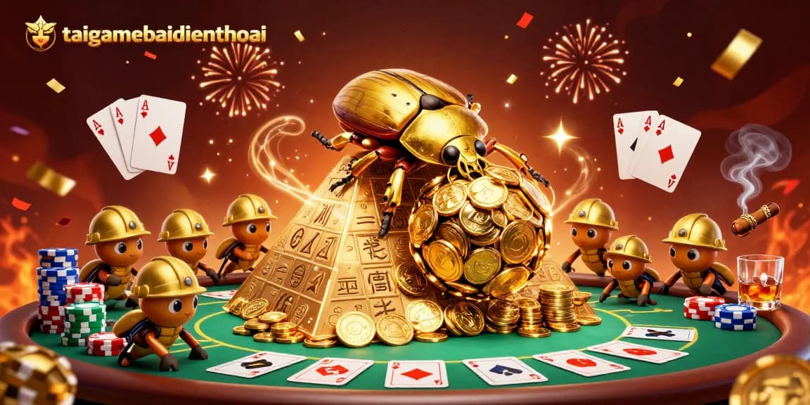 Experience exhilarating action with taigamebaidienthoai’s vibrant golden beetles in a dazzling casino scene.