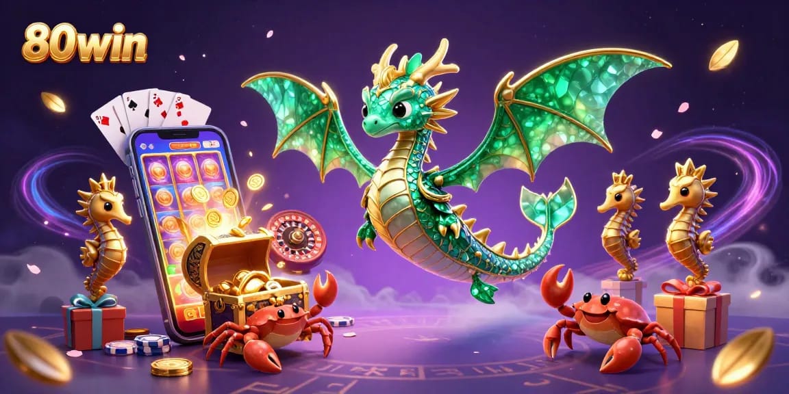 Spin to win with 80win’s engaging online casino games surrounded by gold coins and exciting features.