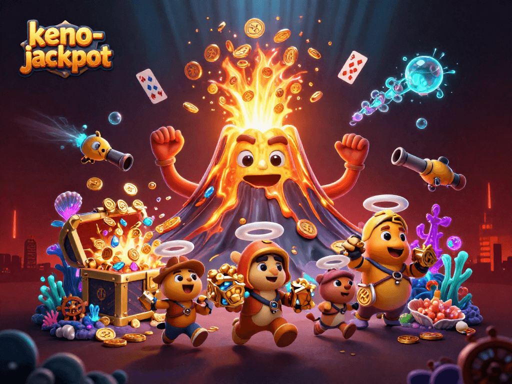 Experience the thrill of keno-jackpot with animated treasures and exciting gameplay features.