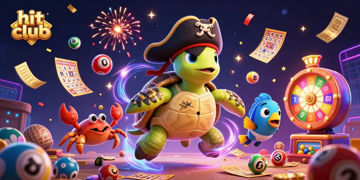 Engage with exciting games at hit club, featuring vibrant lottery elements and animated characters.