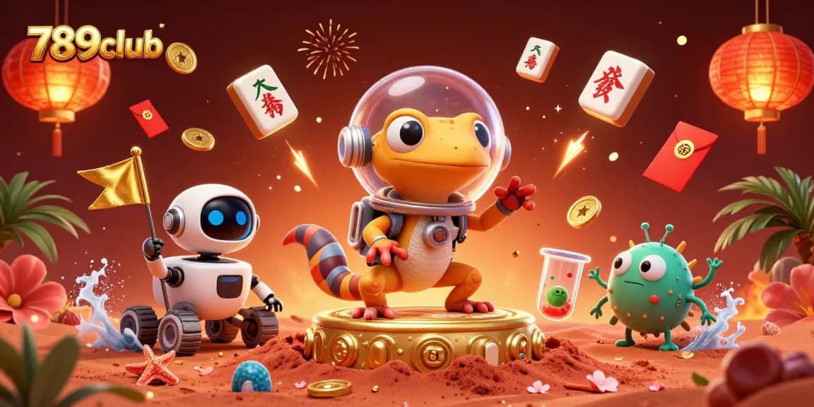 Win big at 789club with a fun illustration of a Martian gecko discovering a golden casino.