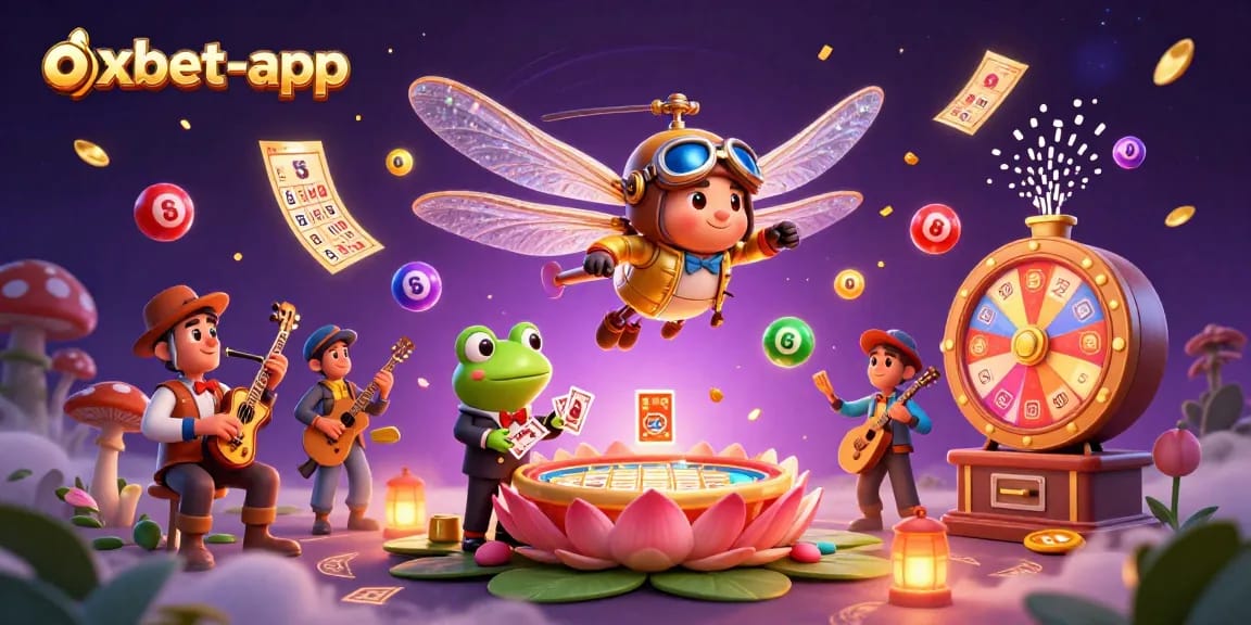 Experience the thrilling oxbet-app with a dragonfly helicopter pilot and vibrant casino elements.