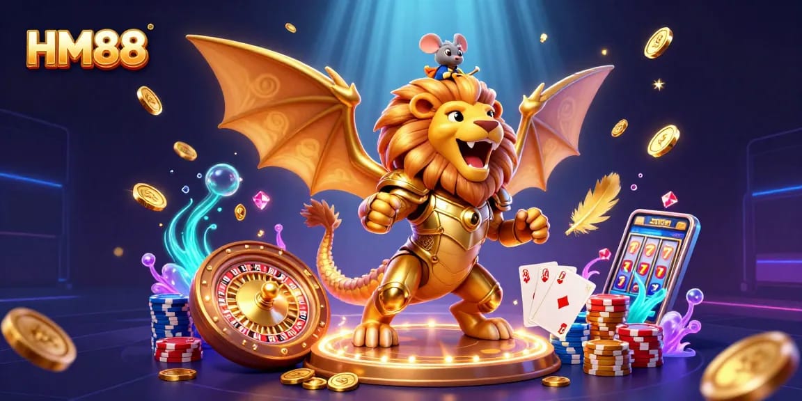 Experience excitement at HM88 with a vibrant 3D casino scene featuring action and discovery.