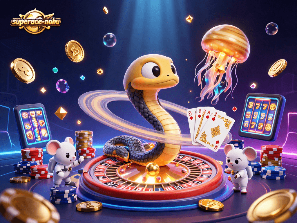 Experience thrilling gameplay in superace-nohu as astronaut mice bet on a cosmic roulette wheel.