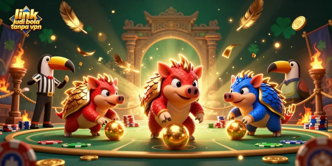 Engage in link judi bola tanpa vpn with vibrant pangolins in a dynamic casino scene packed with excitement.