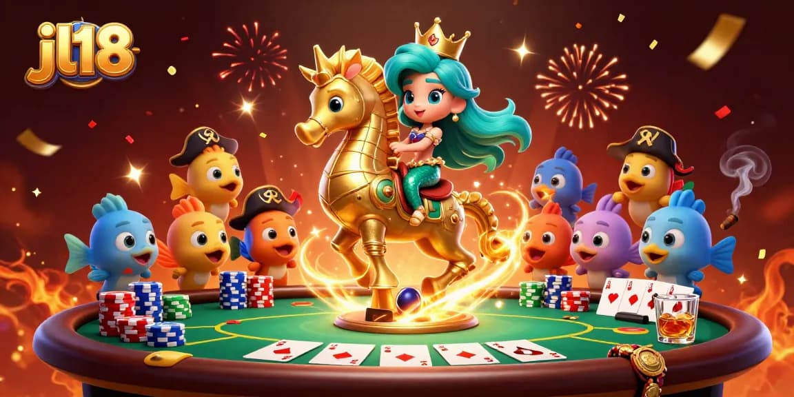 Engage with jl18's vibrant casino action featuring mermaid princess and poker elements.