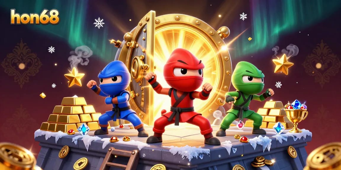 Experience thrilling gaming at hon68 with a ninja chameleon team and dazzling treasure!