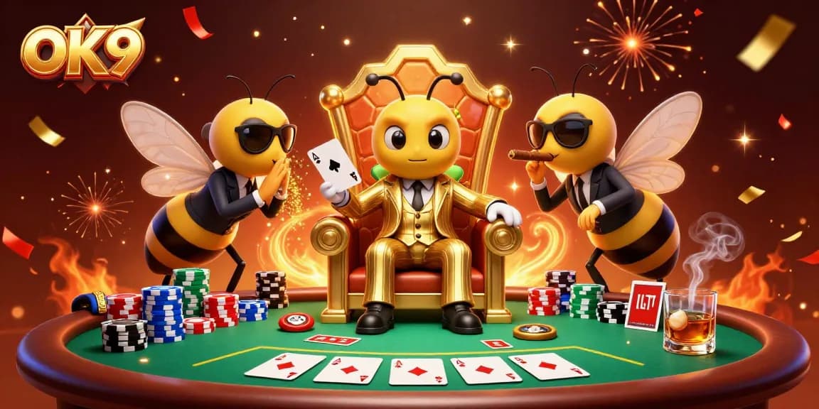 Engage with the OK9 online casino featuring vibrant characters and high-stakes poker action.