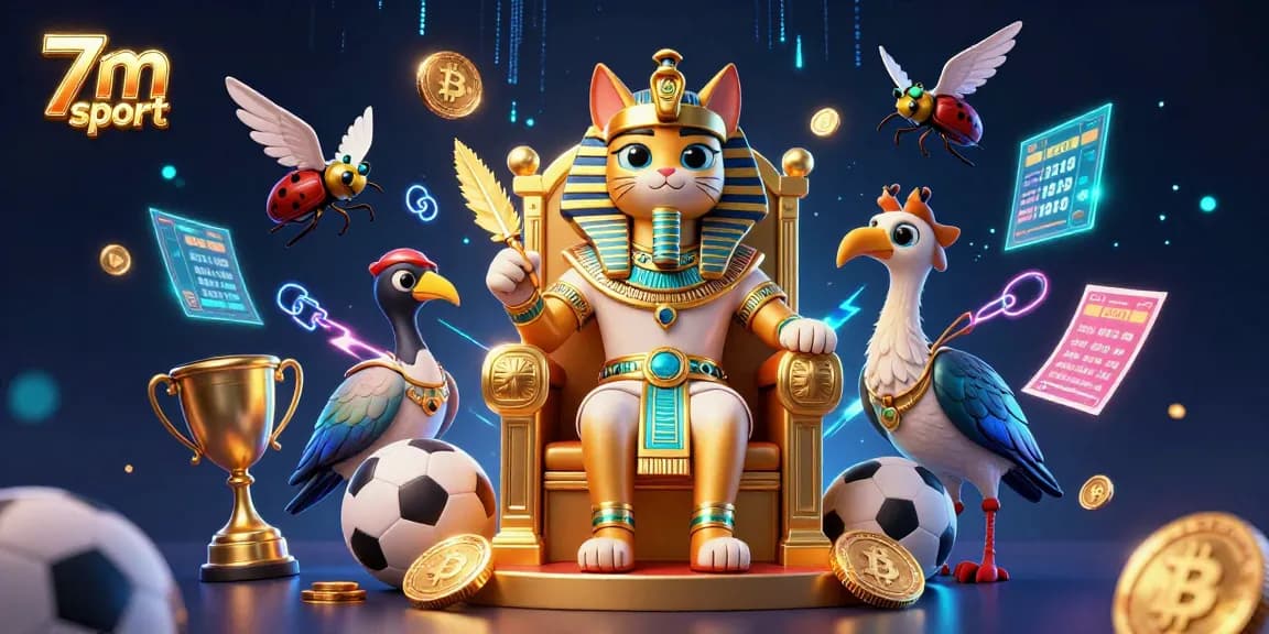 Engage with 7m sport through an immersive 3D scene featuring sports elements and Egyptian mythology.
