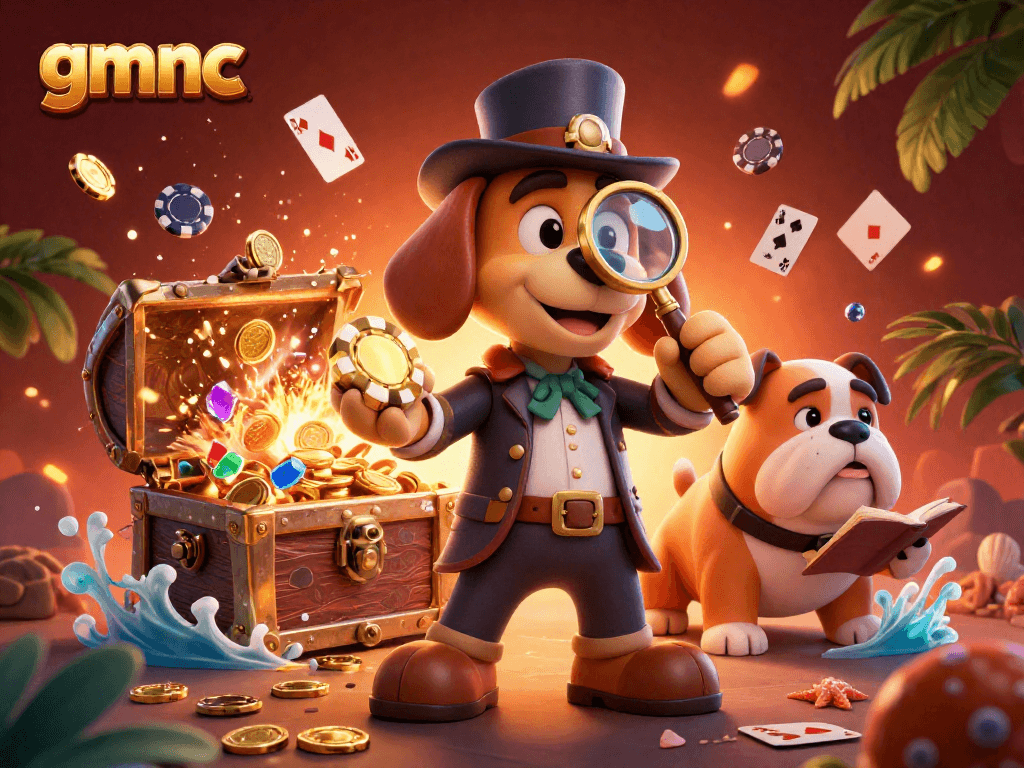 Engage with gmnc through thrilling poker adventures led by a cartoon detective.