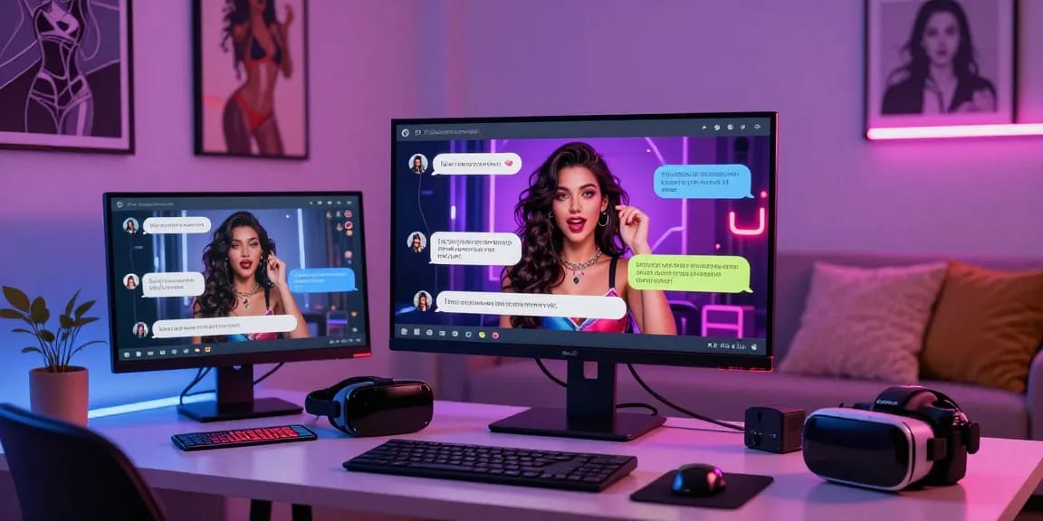 User engaging with a virtual character through sluts ai in a modern digital chat interface.