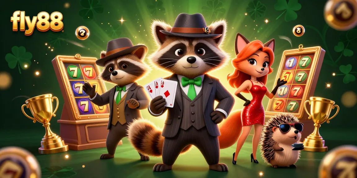 Experience thrilling gaming at fly88 with dynamic characters and slot reels in a luxurious casino scene.
