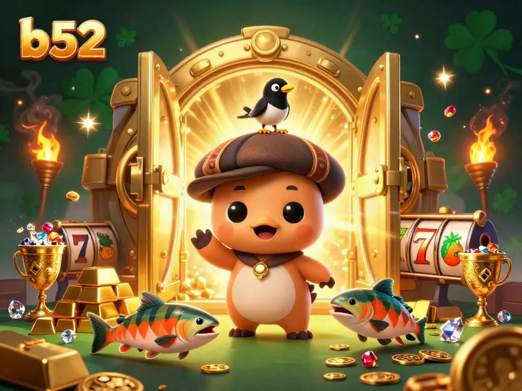 Engage with the fun and vibrant b52 casino scene featuring Nessie and treasures as gamblers enjoy their luck.