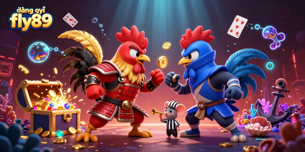 Experience the thrill of đăng ký fly89 with a dramatic rooster showdown in an explosive casino scene.