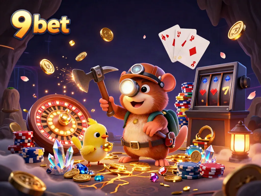 Play energetic games and win with 9 bet in a vibrant casino world full of treasures