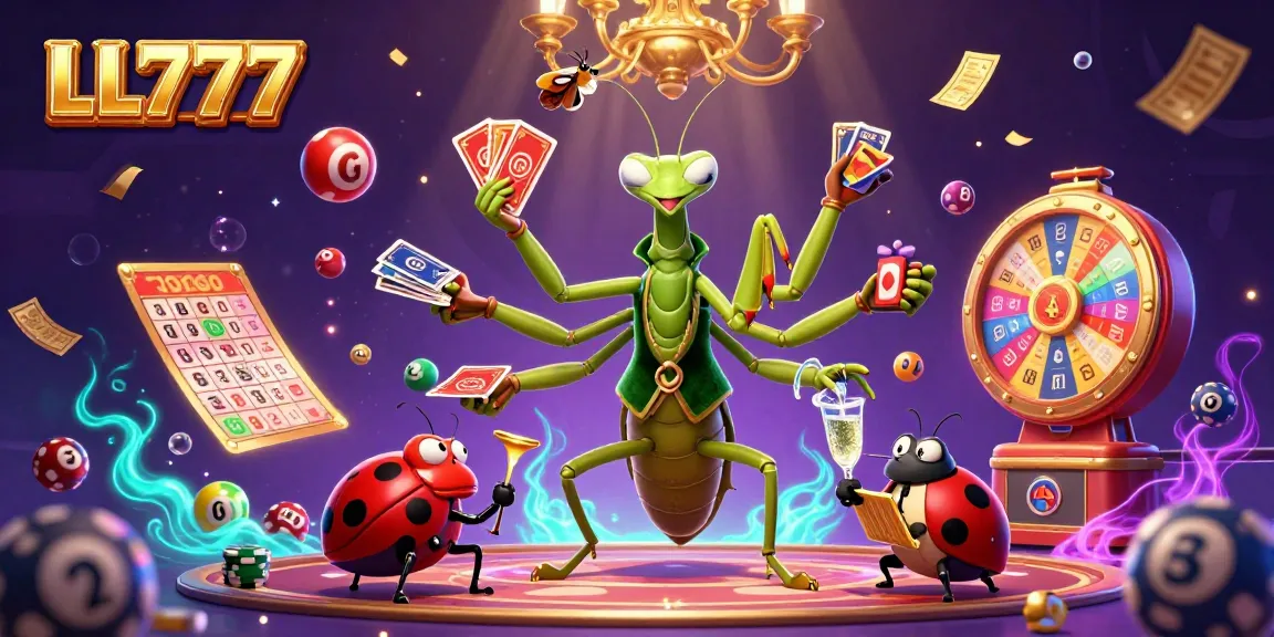 Experience thrilling gameplay at LL777 with a vibrant scene featuring casino elements and lively characters.
