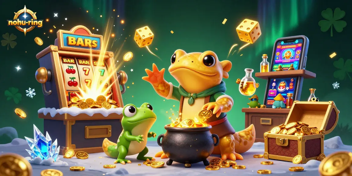 Experience nohu-ring's magical jackpot excitement with 3D vibrant alchemists and casino elements.