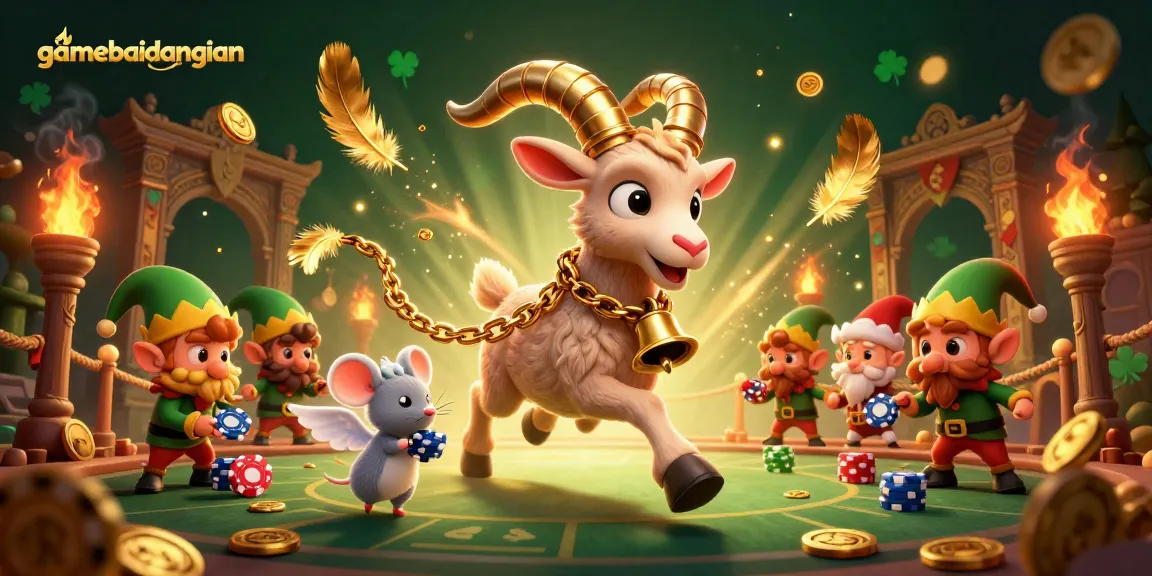 Engage with gamebaidangian in a vibrant, festive casino featuring unique characters and dynamic elements.