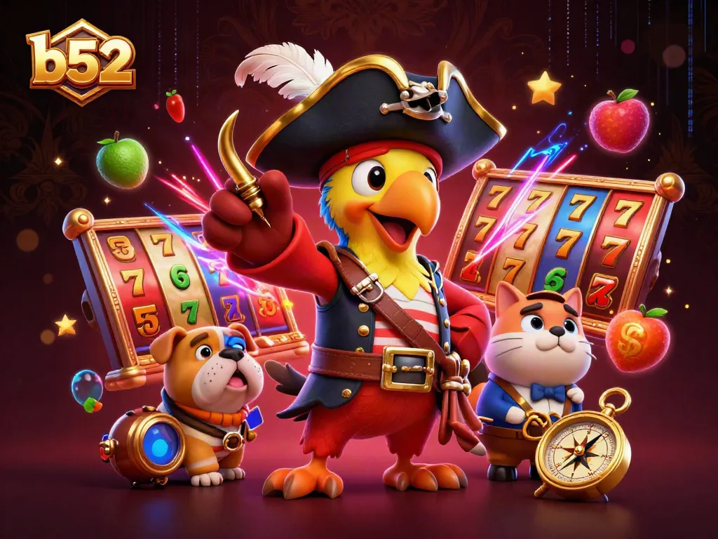 Engage with thrilling slot games at b52 featuring a colorful pirate theme with lucky charms and jackpot excitement.