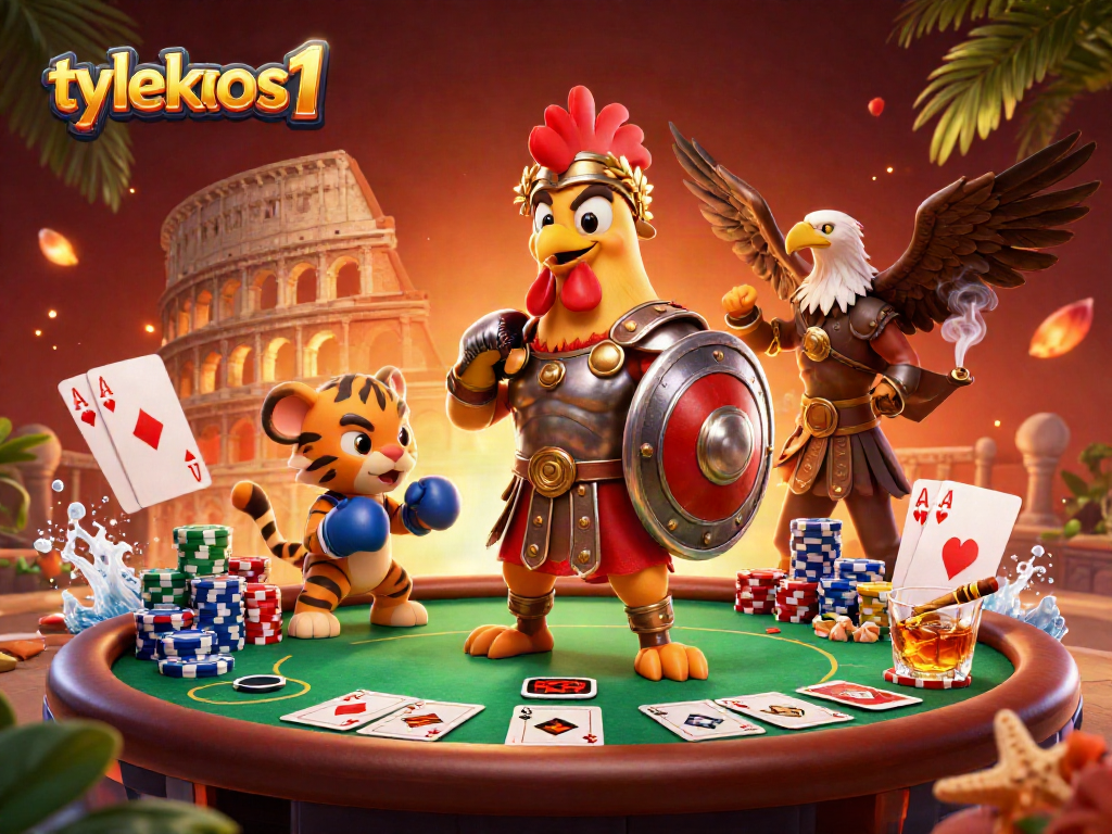 Engage in thrilling gameplay with tylekeos1's lively gambling arena featuring poker elements.