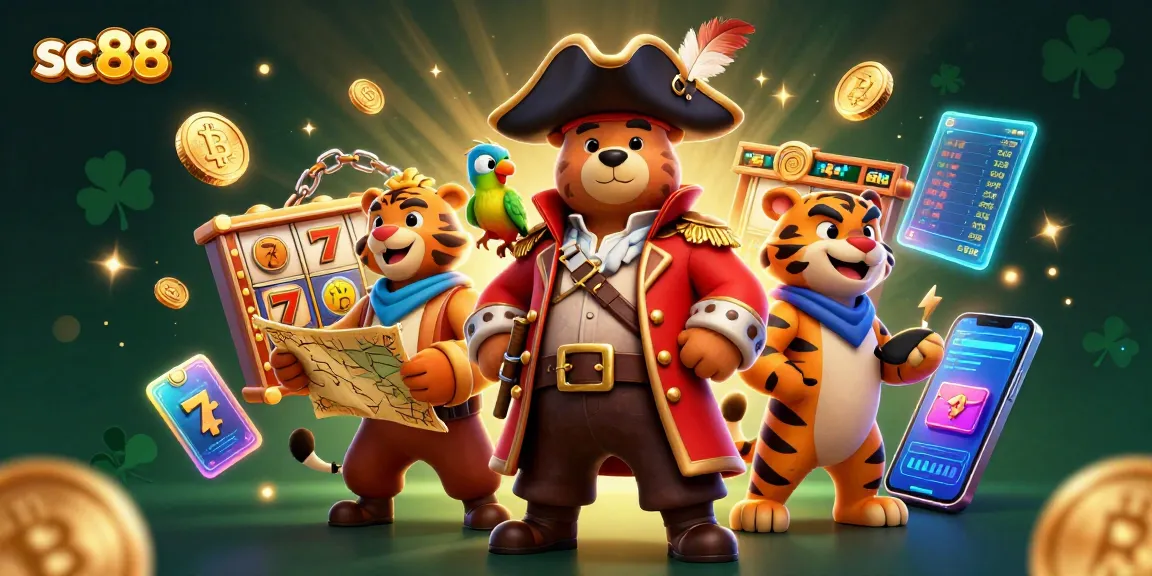 Play thrilling slot games at sc88 with vibrant characters and crypto elements in a dynamic casino scene.