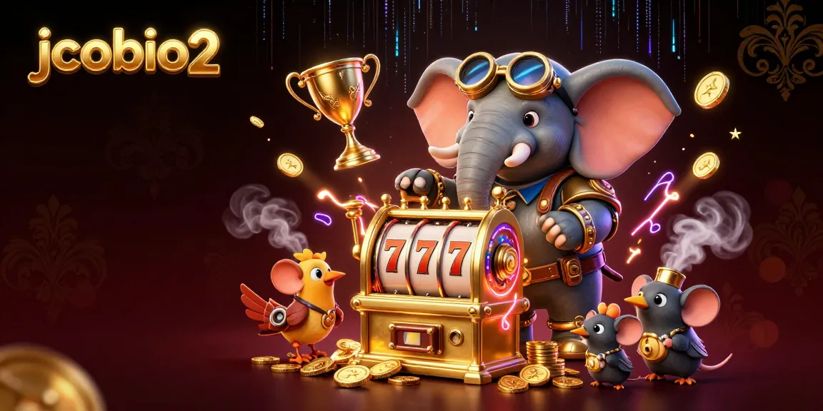 jcobio2 slot machine scene featuring a steampunk elephant engineer and dynamic elements
