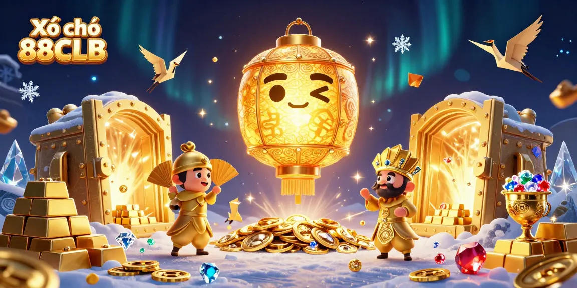 Xổ số 88CLB showcases a vibrant scene filled with golden treasures and enchanting characters in a digital casino setting.