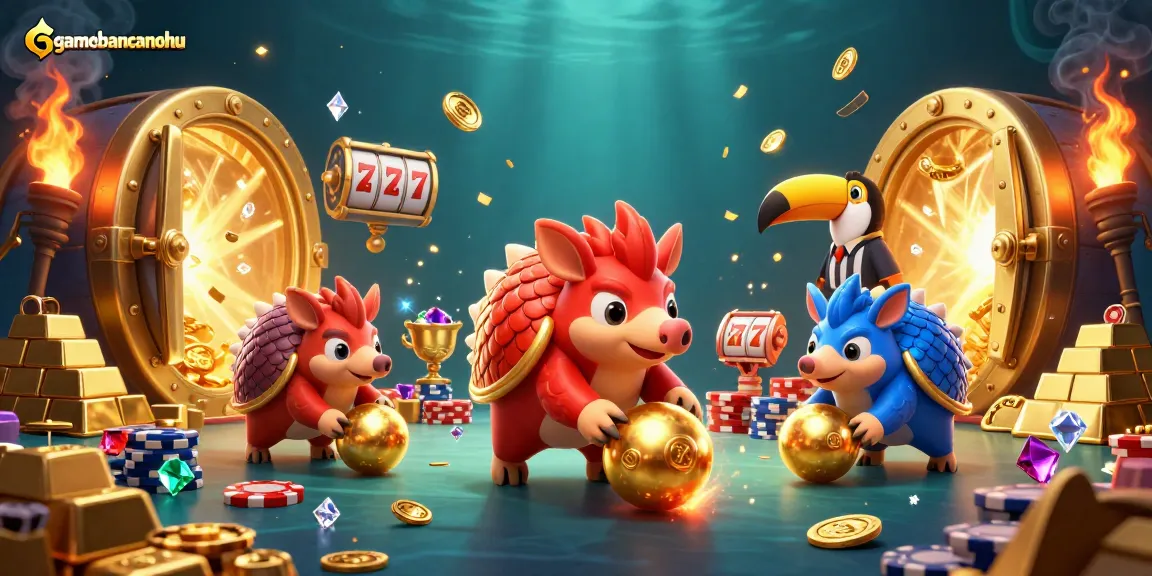 Engage in thrilling gameplay with gamebancanohu's vibrant pangolin rivals and dazzling gold treasures.