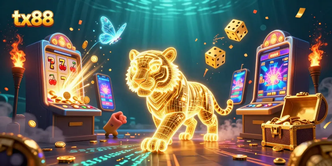 Experience the thrilling world of tx88 with a lively 3D casino scene bursting with excitement and winning opportunities.