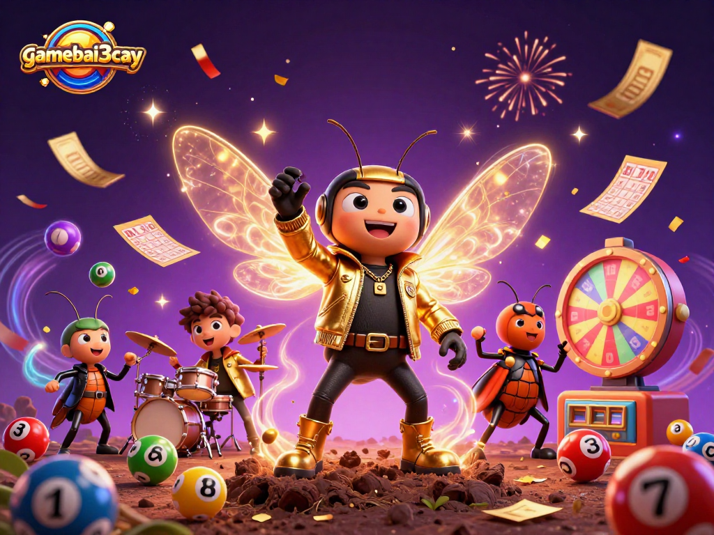 Experience thrilling casino action with gamebai3cay's vibrant lottery scene and characters.