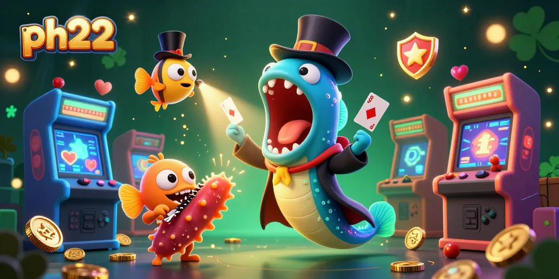 Experience thrilling gameplay at ph22 with a vibrant 3D illustration of a magician's underwater casino act.