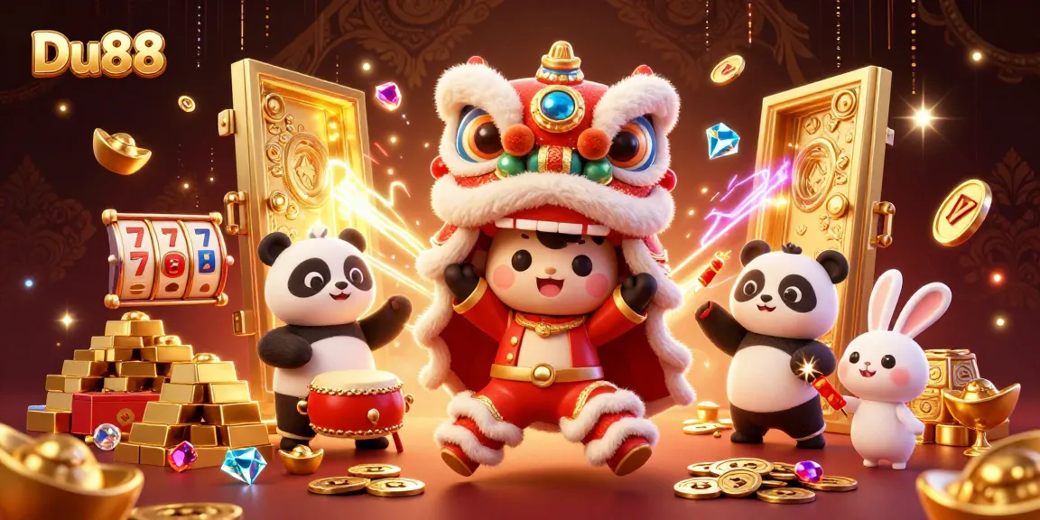 Experience Du88's thrilling casino atmosphere with lively characters and vibrant treasures!